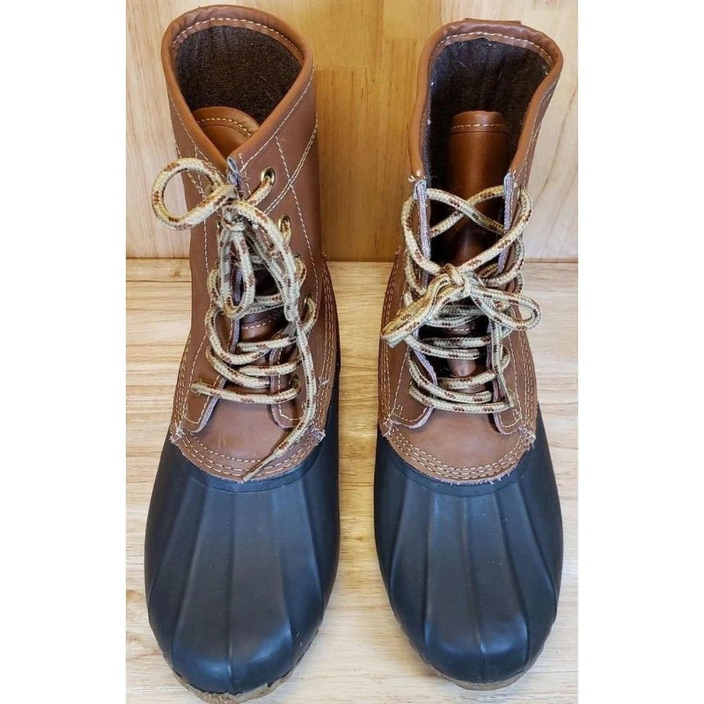 Khombu Letty Women Brown Black Leather Rubber Duck Boots Size‎ 7M Waterproof
